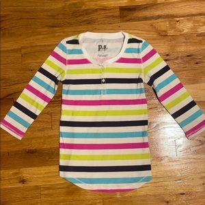 Colorful striped quarter sleeve shirt
